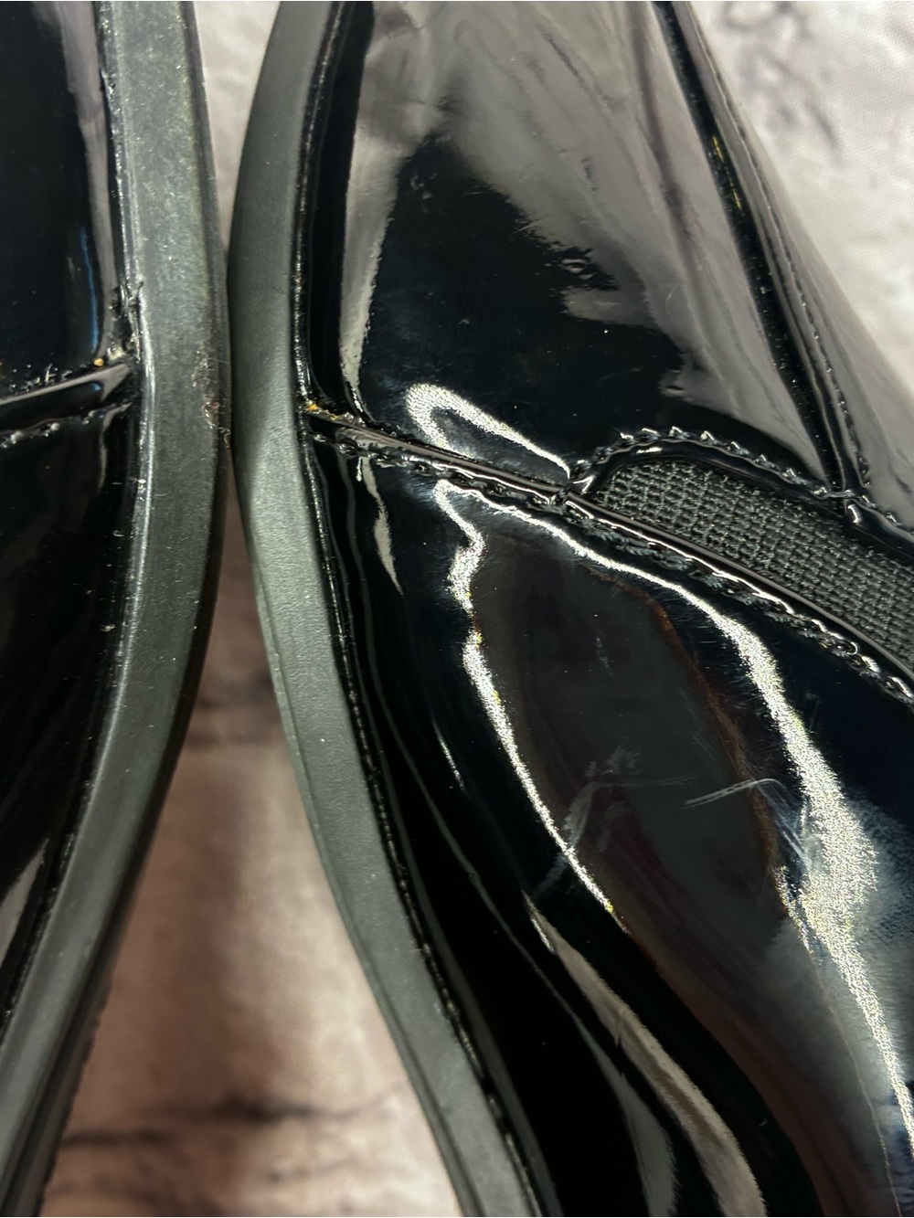 Minimalist Corporate Goth Preppy Dark Academia Liquid Glossy Black‎ Loafers Sz 8 - Picture 9 of 10